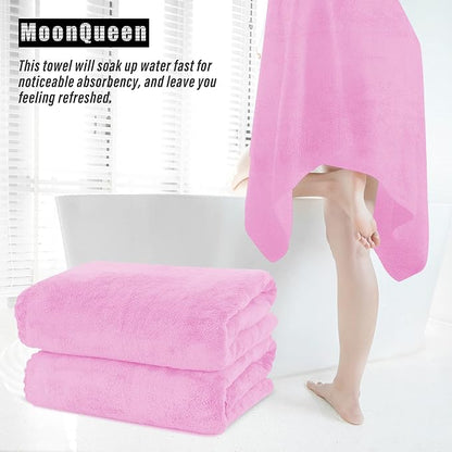 MOONQUEEN 6 Pack Premium Bath Towel Set - Quick Drying - Microfiber Coral Velvet Highly Absorbent Towels - Multipurpose Use as Bath Fitness, Bathroom, Shower, Sports, Yoga Towel (Frozen Berry)