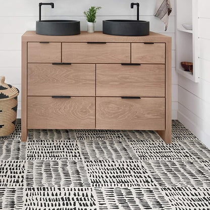 FloorPops FP2945 Noleby Peel & Stick Floor Tiles, Black