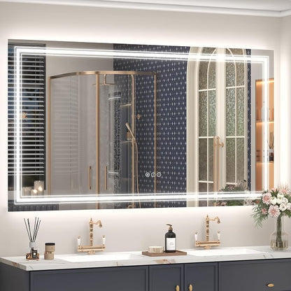 66x36 Inch LED Bathroom Mirror | Large Dimmable Vanity Mirror with Lights, Backlit and Front Lit, Anti-Fog, Memory, ETL Listed (Horizontal/Vertical)