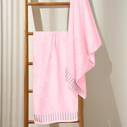 Cotton 2 Pack Oversized Bath Towel Set 28x55 inches, Large Bath Towels, Ultra Absorbant Compact Quickdry & Lightweight Towel, Ideal for Gym Travel Camp Pool - Pink
