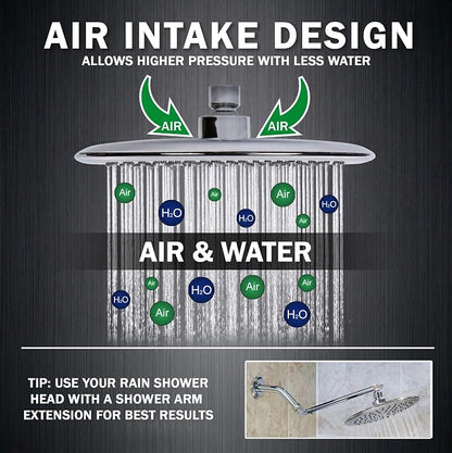 Waterfall Showerhead - 1.8 GPM - Polished Chrome | 9 Inch Large Overhead Rain Shower Head With Self-Clean Nozzles, Adjustable Brass Ball Joint, High Flow Best With Extender Arm