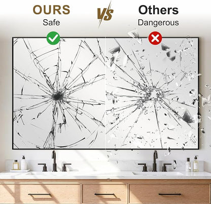 Bathroom Vanity Mirror for Over Sink, 60x36 Inch Matte Black Mirror | Shatterproof Tempered Glass, Anti-Rust Metal Frame, Rectangle Wall Mirrors for Bedroom, Living Room & Entryway