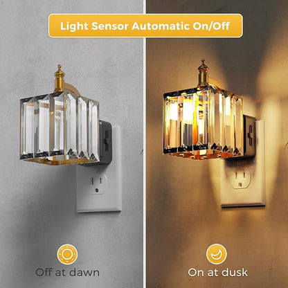 L LOHAS LED Night Light, Night Lights Plug into Wall, 3000K Soft White LED | Crystal Night Lights with Dusk to Dawn Sensor, 0-100lm Adjustable Brightness, for Hallway Bedroom Stairway
