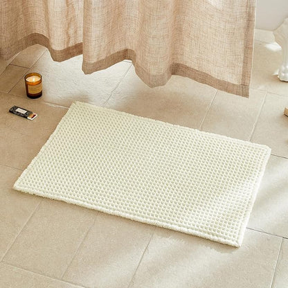 TYUU Cream White Waffle Bath Mat, Boho Bathroom Rugs Non Slip, 30x20 | Super Absorbent Quick Dry Bath Rug, Non-Slip Backing, Soft Waffle Washable Farmhouse Bathroom Mats, Tub, Shower & Home Decor