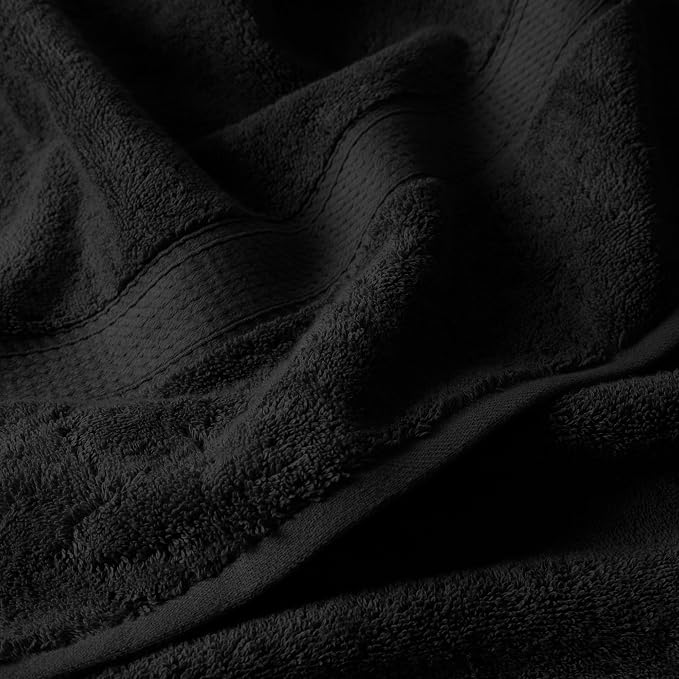 Superior Egyptian Cotton Plush & Absorbent, Bath Towel Set of 4, Black | Quick Dry, Soft Luxury Towel Set, Bath Essentials for Bathroom, Guest Bath, Spa, 4 Piece Bath, Madeline Towels