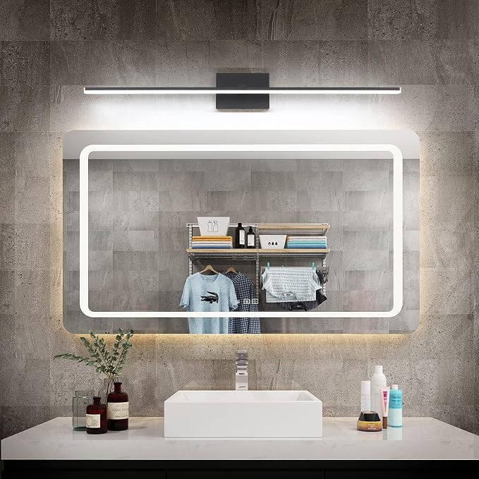 Modern LED Dimmable Vanity Light 40 inch Matte Black Bathroom Wall Lighting Fixtures