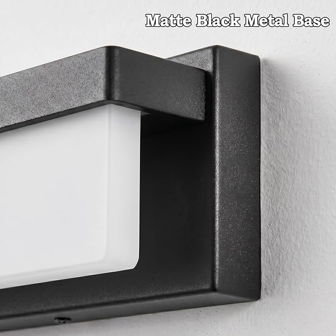 URSOLA LED Bathroom Vanity Light Fixture Over Mirror 24.4 inch Modern Rectangle Black Matte Metal Lighting Bar 4000K Daylight Wall Sconce (Black)