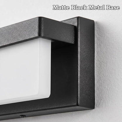 URSOLA LED Bathroom Vanity Light Fixture Over Mirror 24.4 inch Modern Rectangle Black Matte Metal Lighting Bar 4000K Daylight Wall Sconce (Black)