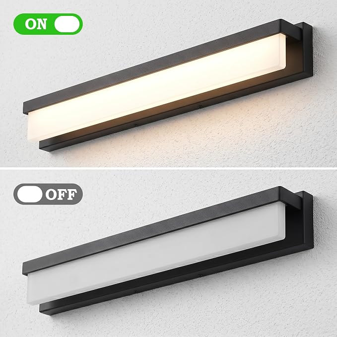 URSOLA LED Bathroom Vanity Light Fixture Over Mirror 32.3 inch Modern Rectangle Black Matte Metal Lighting Bar 4000K Daylight Wall Sconce (Black)