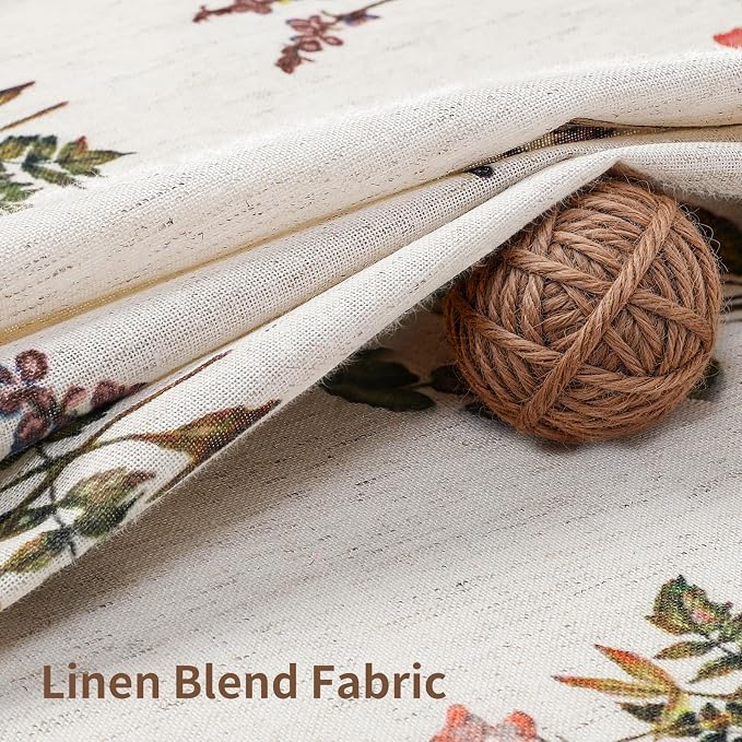 Colorful Star French Country Floral Linen Shower Curtain, 72" W x 72" L | Waterproof Shower Curtain Set with 12 Clear Hooks for Bathroom, Vintage Boho Farmhouse Linen Fabric Bathroom Curtains