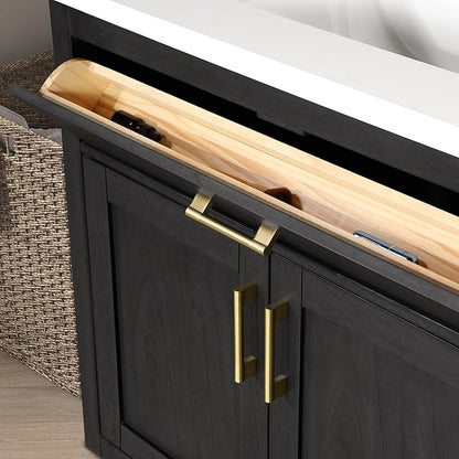 OVE Decors Bailey 36 in. Single Sink Freestanding Matte Black Wood Bathroom Vanity with White Quartz Top and Matching Backsplash