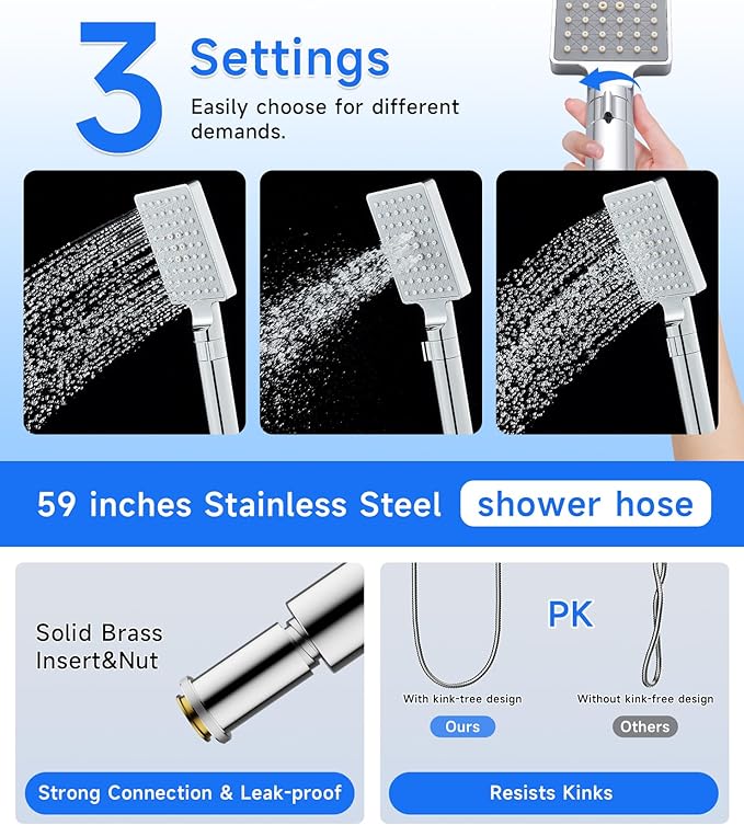 POPFLY Shower Panel Tower System with Shelf, LED Mist & Rain Shower Head, 304 Stainless Steel Shower Tower, 2 Body Jets, Tub Spout, Brushed