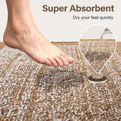 Toilet Rugs U-Shaped 24x19, Non-Slip Plush Shaggy Quick Dry Bathroom Contour Rugs, Extra Soft Absorbent Chenille Washable Bath Mat for Toilet Base, Coffee