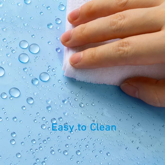 EHZNZIE Shower Curtain Liner Light Weight PEVA, Shower Liner 72x72 Inches, Waterproof, No Chemical Smell with 12 Rust Proof Metal Grommets for Bathroom Shower Curtain, Clear Blue