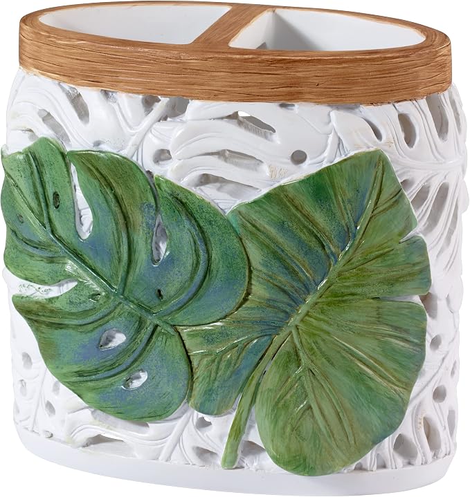Avanti Linens - Toothbrush Holder, Palm Tree Leaves Inspired Home Decor (Viva Palm Collection)