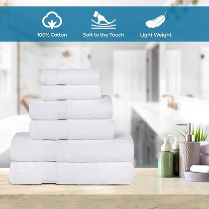 SUPERIOR 8-Piece Cotton Hand Towel Set, Small Towels for Fast Dry, Home Essentials, Bathroom Decor, Face, Body, Spa, Resort, Gym, Lightweight, Soft, House Accessories, Franklin Collection, White
