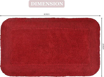 Home Weavers Radiant Collection 100% Cotton Bathroom Rugs Set, Washable Rug, Soft Cotton Extra Soft and Absorbent Bath Rug, Kitchen Mat, Bath Mat Set, Bath Floor Mat Non Slip, 24"x40" Rectangle, Red