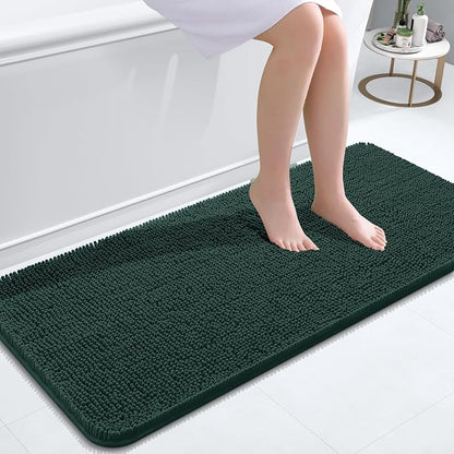 OLANLY Bathroom Runner Rugs 47x20, Extra Soft Absorbent Chenille Bath Rugs | Blackish Green, Quick-Drying Rubber Backing, Machine Washable Long Bath Mat for Bathroom Floor, Tub and Shower, Home Decor