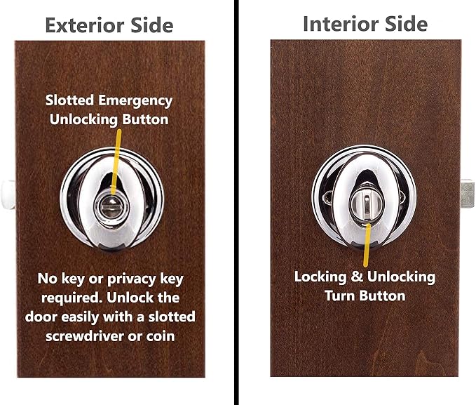 Copper Creek EK2030PS Egg Door Knob, Privacy Function, 1 Pack, in Polished Stainless