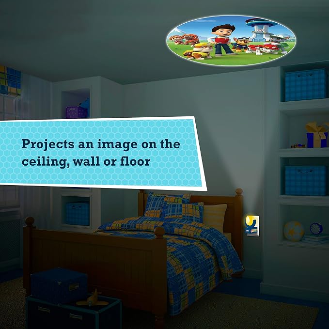 Projectables Paw Patrol LED Night Light Projector, Plug-In, Dusk-to-Dawn Sensor, Rubble, Chase, Skye, Marshall, Alex Porter, For Baby, Kids, Bedroom, Playroom, Nursery, Bathroom, 30605