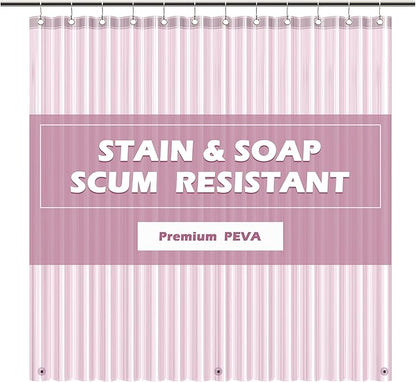 EHZNZIE Shower Curtain Liner Light Weight PEVA, Shower Liner 72x72 Inches, Waterproof, No Chemical Smell with 12 Rust Proof Metal Grommets for Bathroom Shower Curtain, Pink