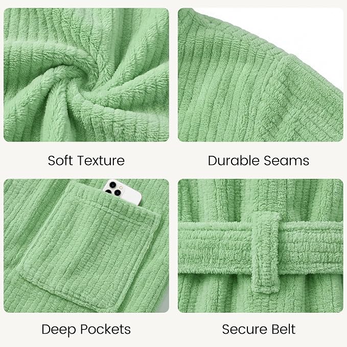 PJGGZ Men's Shawl Collar Bathrobe, Soft Long Towel Robe for Men - Super Absorbent Quick Dry yet Warm