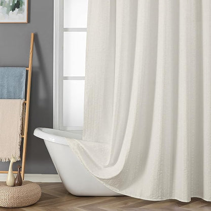 Aiyufeng Cream Stall Fabric Shower Curtain - Soft & Lightweight Small Shower Curtain with Texture for Narrow Stall Size, Machine Washable - 36x72, Cream