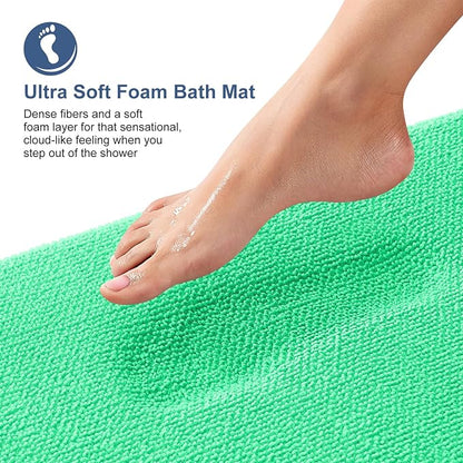 OLANLY Thick Memory Foam Bathroom Rug 36x24, Absorbent Bath Mat, Mint Green | Soft Quick Dry Bath Rugs, Non-Slip, Machine Washable Carpet for Bathroom Floor, Tub and Shower, Home Decor Accessories