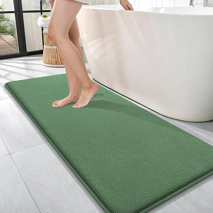 OLANLY Memory Foam Bathroom Runner Rugs 47x17, Long Bath Mats, Olive Green | Soft Quick Dry Bath Rugs, Non-Slip, Absorbent Machine Washable Mat for Bathroom Floor, Tub and Shower, Home Decor Accessories