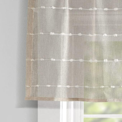 Lush Decor Farmhouse Textured Sheer Window Curtain Valance, 52"W x18"L, Neutral