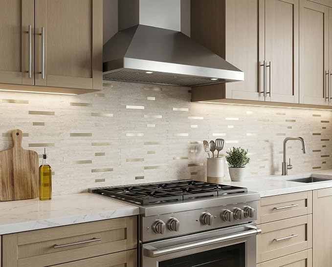 Yipscazo 10 Sheets PVC Wall Tiles Stick on Tiles for Backsplash Kitchen, Bathroom, Laundry Room, Camper, Fireplace (6'' X 12'', Beige Cave Stone)