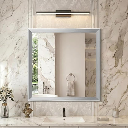DESBING 30"x30" Silver Bathroom Mirrors for Over Sink | Tempered Glass, Metal Frame, Rectangle Vanity Wall Mirror for Bathroom, Living Room, Bedroom, Horizontally or Vertically