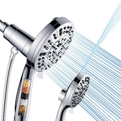 Filtered Shower Head with Handheld, Magnetic Adjustable, Chome | High Pressure 9 Spray Modes, 10-Stage Water Filtration System, Anti-Clog Nozzles, 60-Inch Long Hose