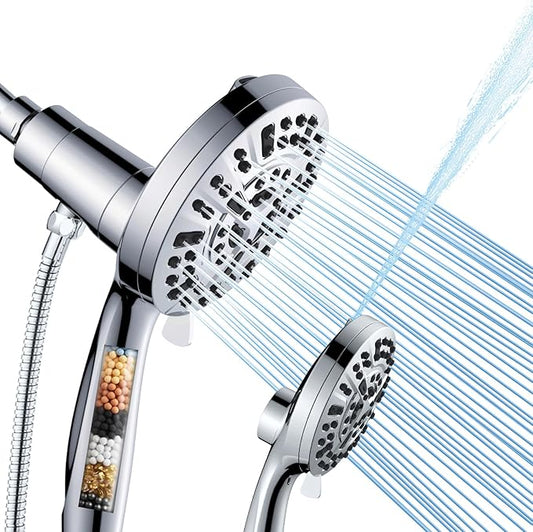 Filtered Shower Head with Handheld, Magnetic Adjustable, Chome | High Pressure 9 Spray Modes, 10-Stage Water Filtration System, Anti-Clog Nozzles, 60-Inch Long Hose