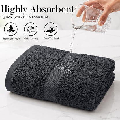 DAN RIVER 600 GSM Cotton Large Bath Towels Set of 4, 27 x 54 Inches | Larger & Lighter Weight Towels for Bathroom - Highly Absorbent & Quick Dry 100% Cotton Bath Towel Set for Home, Spa & Hotel