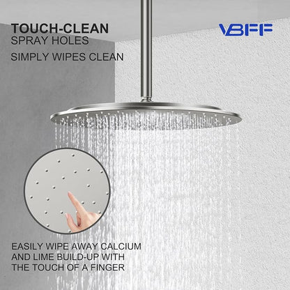 VBFF-Shower Head,rain shower head, 16 inch- Round Shower Head, 1.8 GPM Flow Rate, rainfall showerhead,VBFF14 (Brushed Nickel)