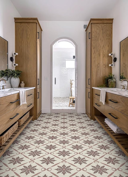 FloorPops Jamila Burgundy Peel and Stick Floor Tiles, FP6299