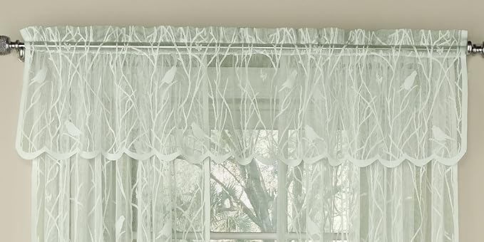 Sweet Home Collection Kitchen Window Tier, Swag, or Valance Curtain Treatment in Stylish and Unique Patterns and Designs for All Home Décor, Songbird Ivory