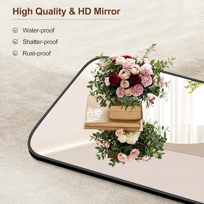 COFENY Bathroom Mirror, 24x40 inch Black Rectangle Wall Mounted Mirror with Thin Frame, Bathroom Vanity Mirrors for Over Sink, Entryway, Living Room, Bedroom