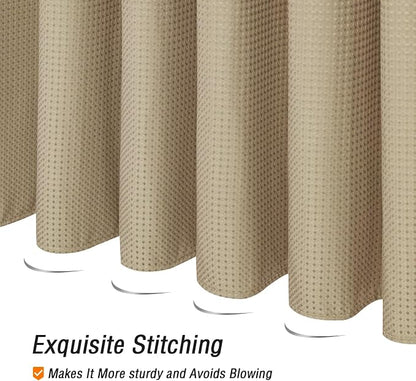 Extra Long Beige Fabric Shower Curtain, 72 x 84 | Tall Cloth-Textured Shower Curtain for Bathroom, Water Repellent, Machine Washable