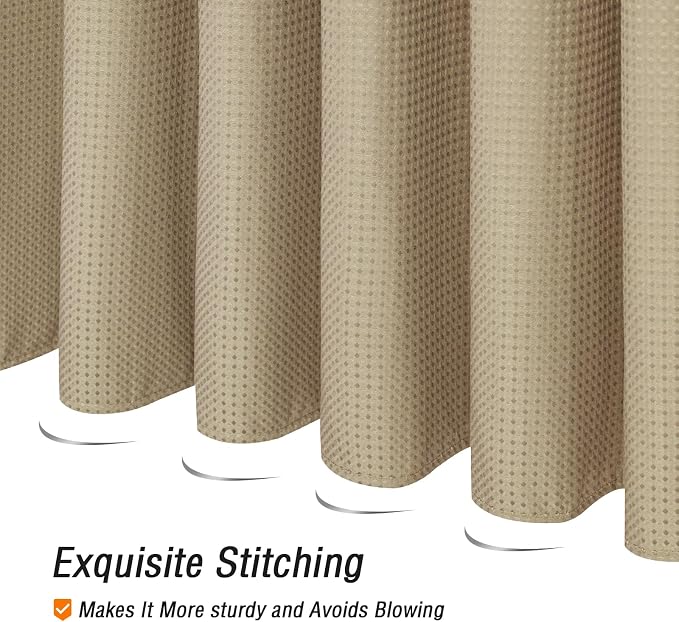 Small Stall Beige Fabric Shower Curtain, 36 x 72 | Narrow Half Cloth-Textured Shower Curtain for Bathroom, Water Repellent, Machine Washable