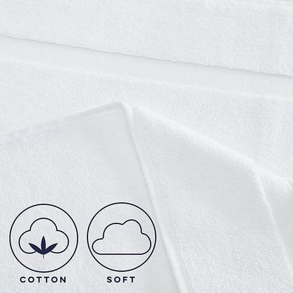 Casual Living White Cotton Bath Mats Set of 2 Towel Mats for Bathroom Floor Banded Rugs Soft Absorbent Ring Spun Cotton Washable Essentials Bathroom Shower Accessories, 34-inch x 21-inch, White