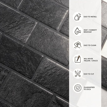 Peel and Stick Subway Tiles, Matte Black Self-Adhesive Backsplash