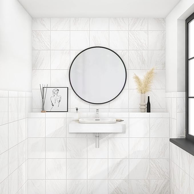 Daltile Perpetuo 12" X 12" Porcelain Marble Look Floor & Wall Tile in Polished Timeless White (13 pieces per carton) (12.22 sqft per carton)