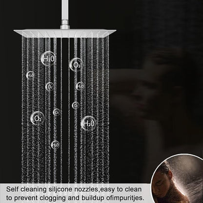 Brushed Nickel Shower System Tempreature Display Shower Fuacet Set | 12 inch and 8 inch Full Body Shower Head, with 6 PCS Body Jet and Handheld Spray