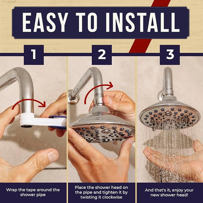 6-Inch Chrome Shower Head with 6 Settings, High Pressure Showerhead for Low Flow, Enjoy a Relaxing High Pressure Shower, Perfect Replacement for Any Bathroom - Winthorpe Scotch Mist