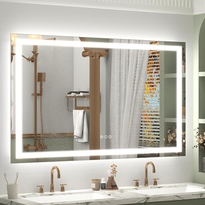 48x30 Inch LED Lighted Bathroom Vanity Mirror for Wall | Dimmable, Frontlit and Backlit, Anti-fog, Shatter-Proof, 3 Colors, ETL Listed, Hangs Horizontally or Vertically