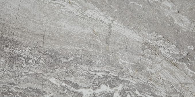 Daltile Perpetuo 12" X 24" Porcelain Marble Look Floor Tile in Polished Eternal Grey (9 pieces per carton) (17.01 sqft per carton)