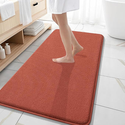 OLANLY Memory Foam Bathroom Runner Rugs 47x20, Long Mats, Rustic Terracotta | Soft Quick Dry Bath Rugs, Non-Slip, Absorbent Machine Washable Mat for Bathroom Floor, Tub and Shower, Home Decor Accessories