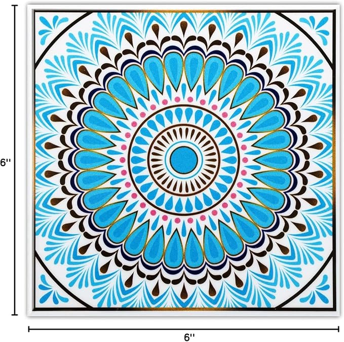 DICOFUN 32 Moroccan Tile Peel and Stick Backsplash, 6" x 6" Waterproof Mandala Stick on Wall Tiles (Style 9)